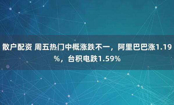 散户配资 周五热门中概涨跌不一，阿里巴巴涨1.19%，台积电跌1.59%