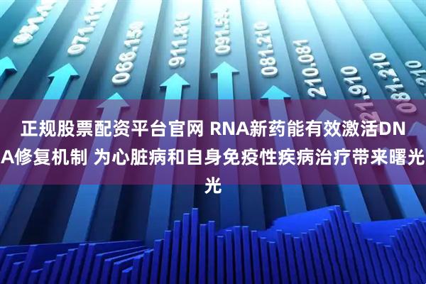正规股票配资平台官网 RNA新药能有效激活DNA修复机制 为心脏病和自身免疫性疾病治疗带来曙光