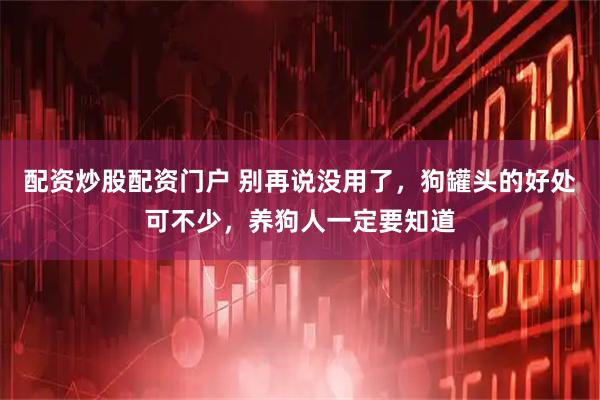配资炒股配资门户 别再说没用了，狗罐头的好处可不少，养狗人一定要知道
